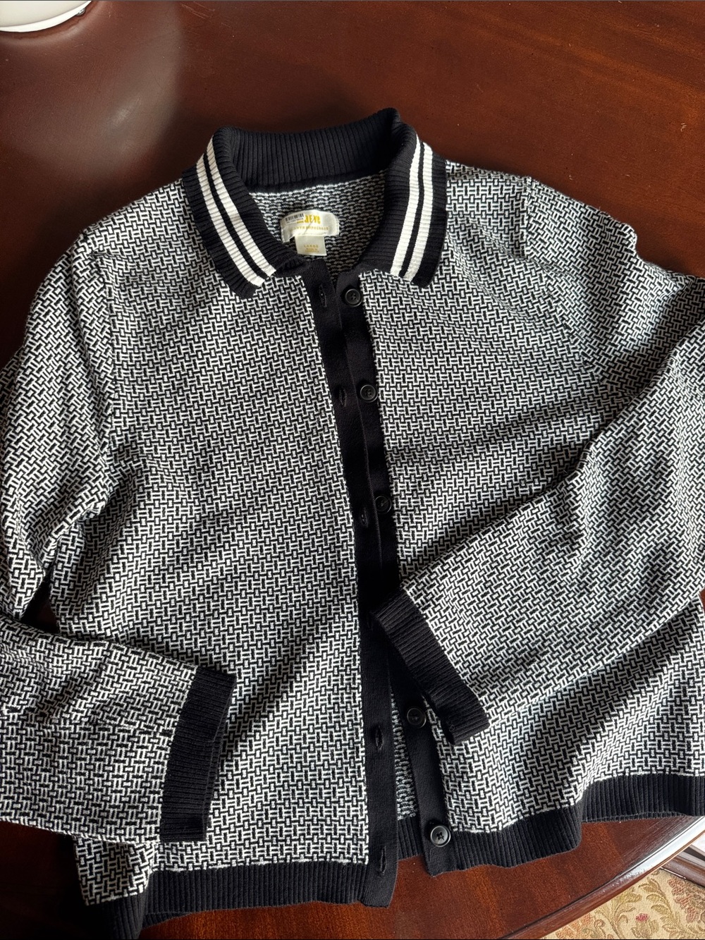 Maeve Black & White Knit Cardigan